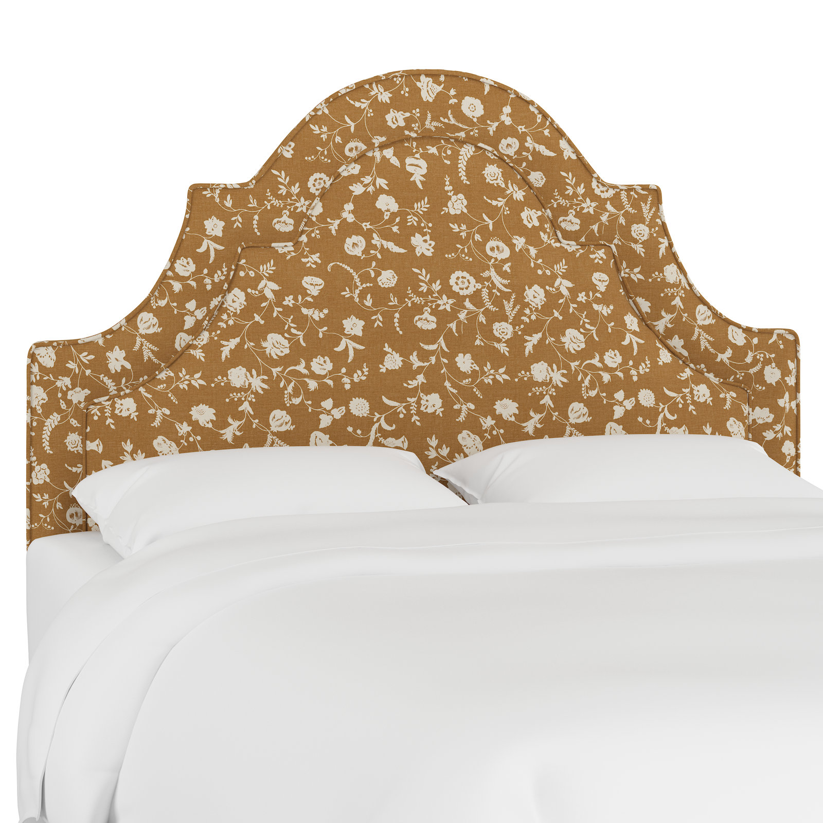 Knipe Upholstered Headboard, King, Robina Floral Ochre