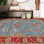 Tapis rouge / or / turquoise noué à la main de haute qualité-69598691