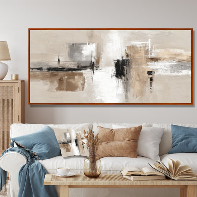 "Brown and Black Brushstroke", peinture abstraite sur toile brune