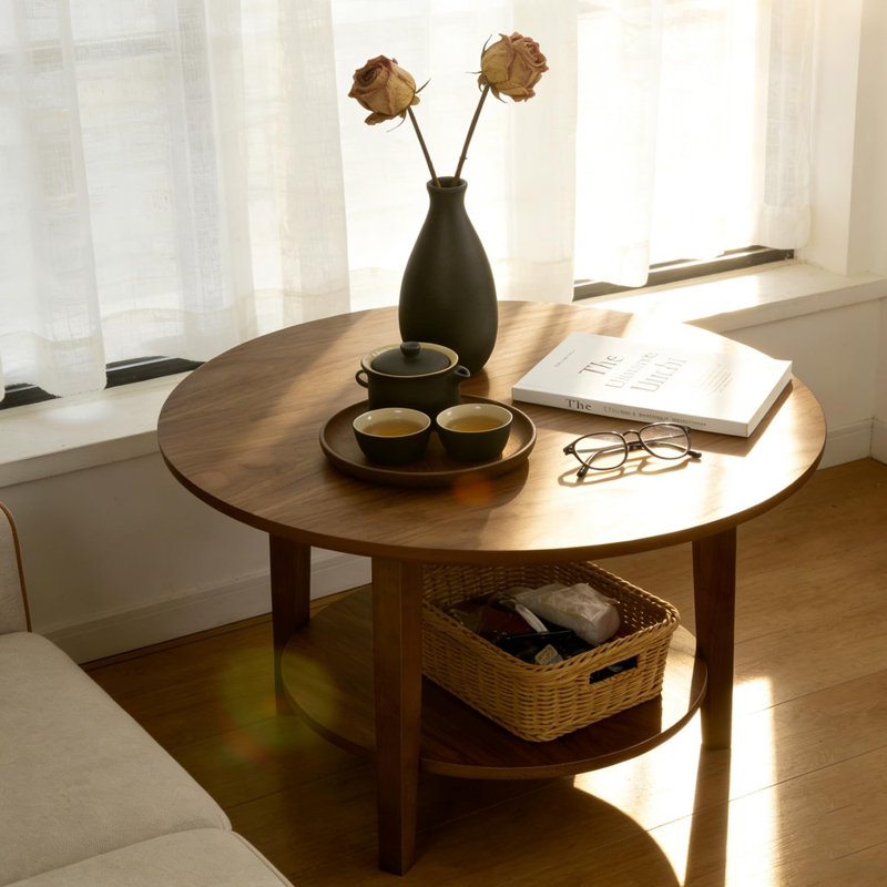 Solid Wood Top Coffee Table, 28 x 28 x 18, Noyer
