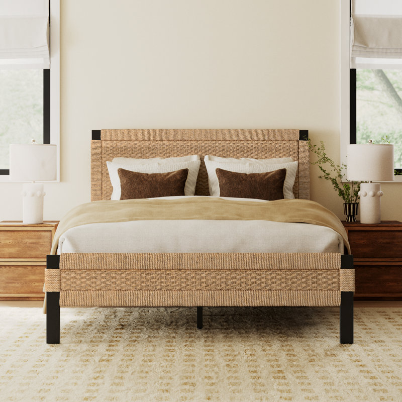 Patia Natalie Low Profile Woven Banana Stem Standard Bed, Queen