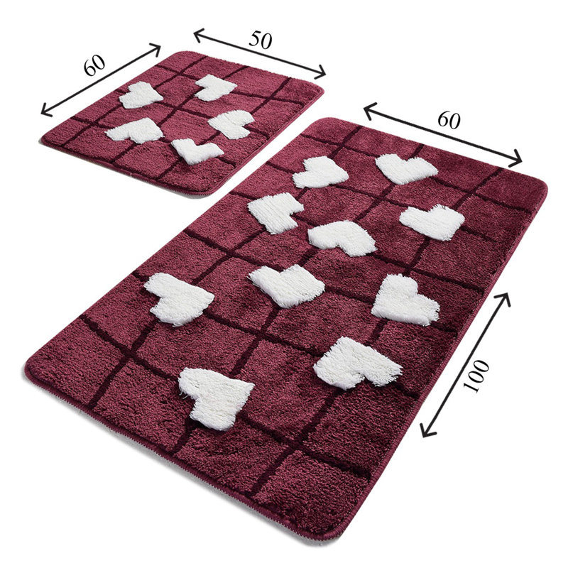 Ensemble de tapis de bain 2 pièces Elsaid, Mauve / blanc