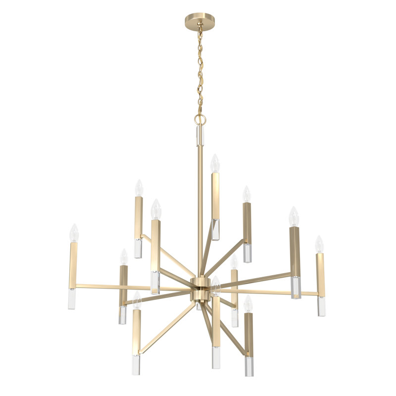 Sunjai 12 Light 3-Tier Sputnik Modern Linear Chandelier, Alturas Gold