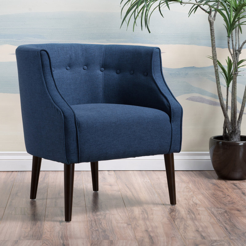 Fauteuil demi-tonneau Kamdyn, Tissu bleu marine
