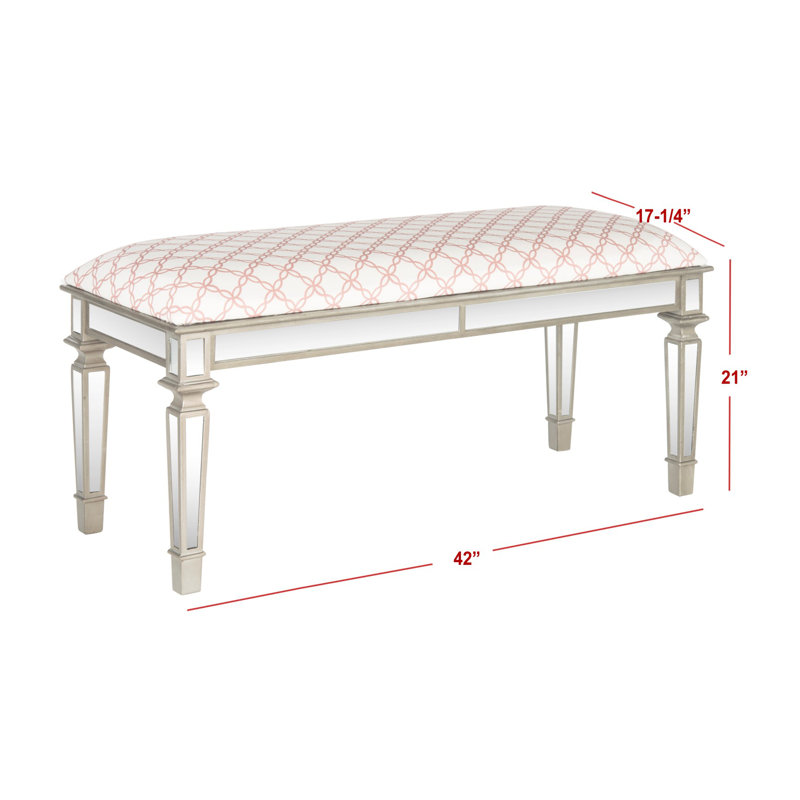 banc en bois Rosario, Motif de treillis en treillis blanc rose