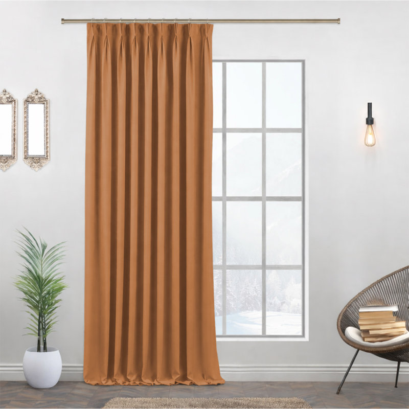 Aspire Homeware Polyester Room Darkening Pencil Pleat Single Panel Curtain for Noise Reduction and Light Blocking, Beige