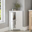Armoire de plancher au sol avec 2 portes et tablettes réglables, armoire de rangement étroite autoportante, armoires de rangement en coin