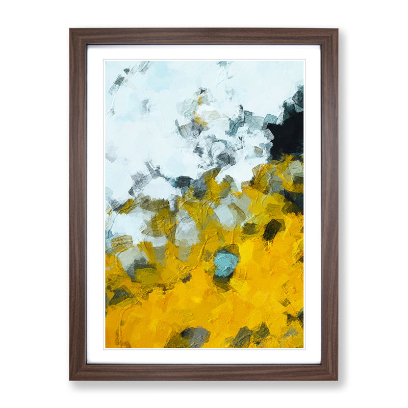 By the End Abstract - Wall Art, 66cm H x 48cm W x 2cm D, Walnut Framed, White