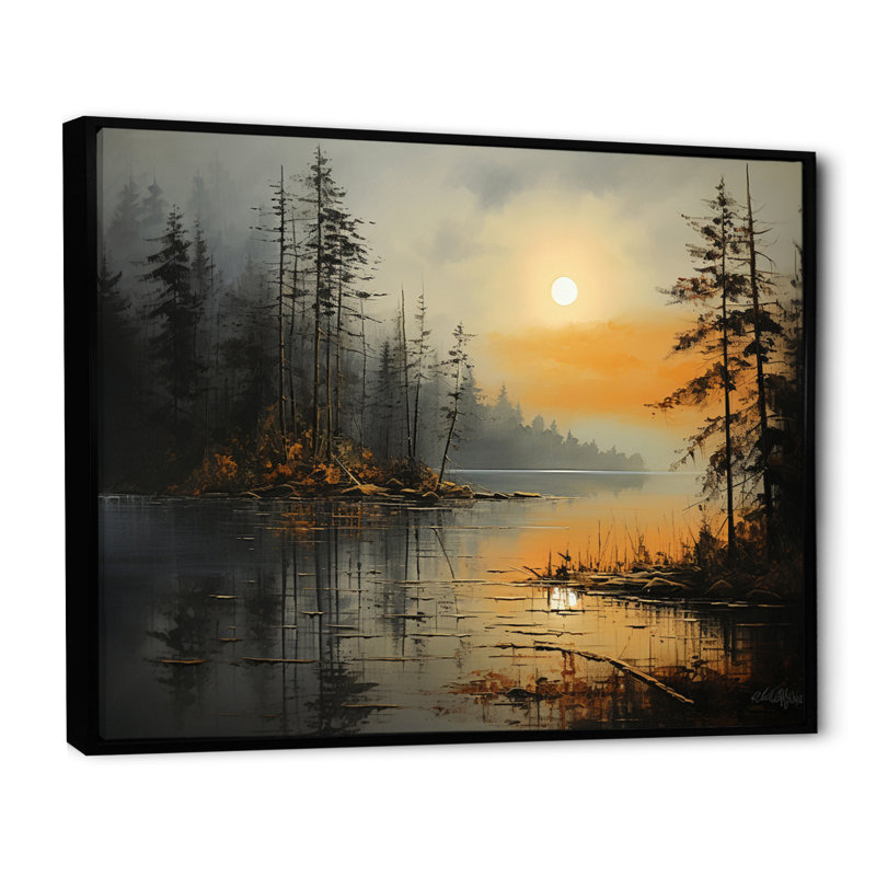 «Lake Misty Morning Reflections III», reproduction sur toile, H 24 po x l 32 po x P 1 po, Cadre flottant noir