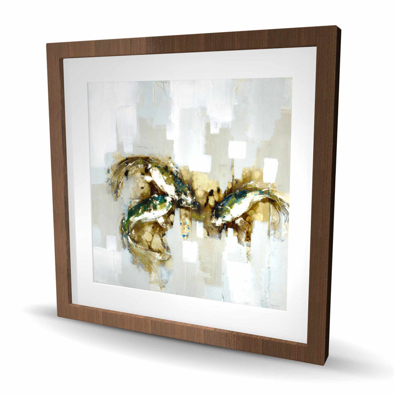 Three Abstract Koi Fish - Gray Animals Framed Matted Print