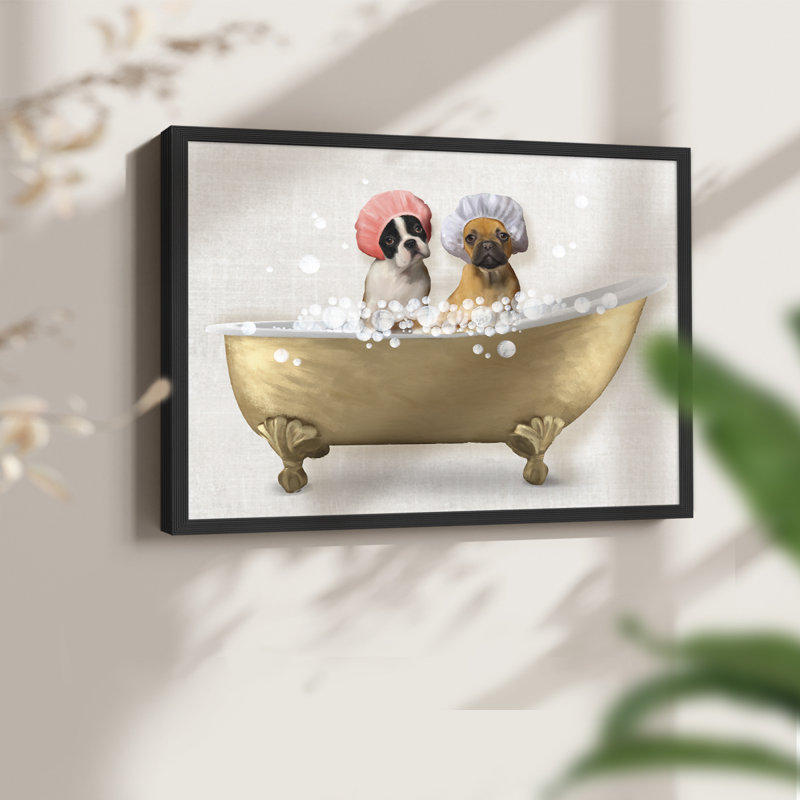Bath Dogs IV -Framed Print - Restickable, H 8 po x l 10 po, Noir, noir, noir, noir