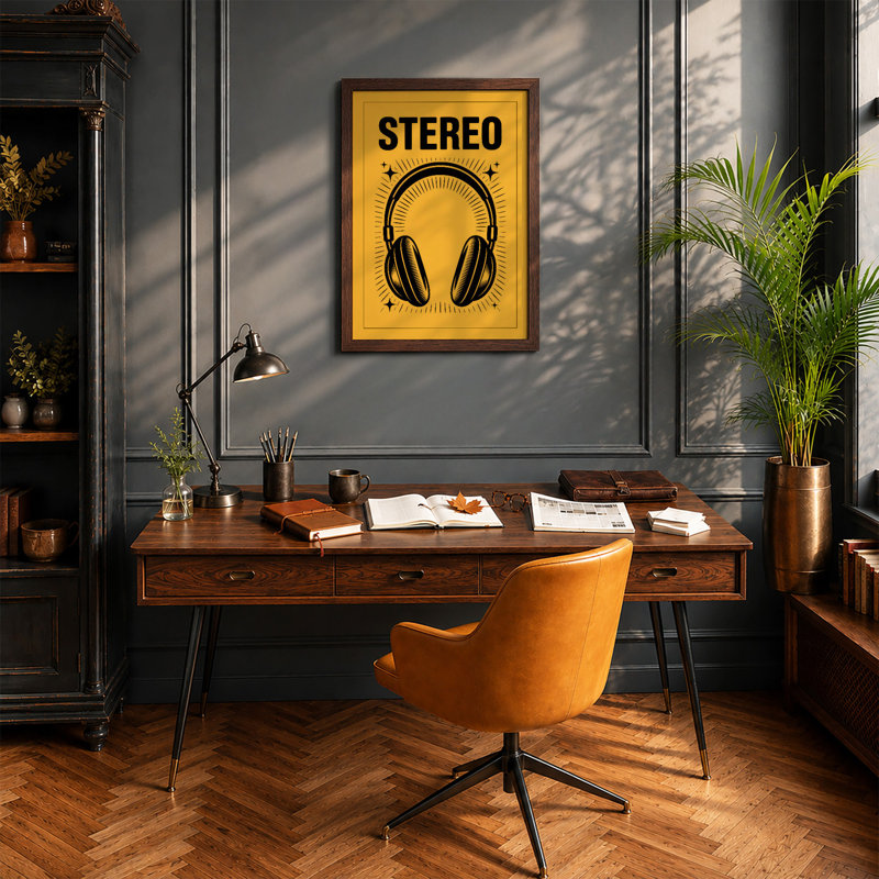 Stereo Sound Bold Retro - Framed Print, Walnut, A4 - 29.7 x 21.0 cm