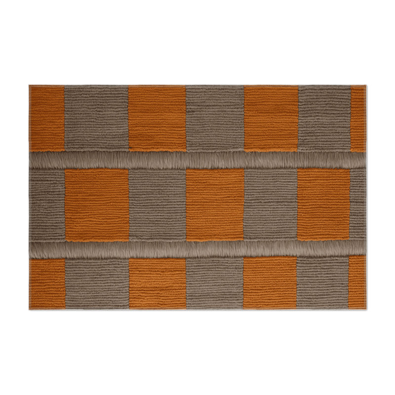 Tapis d'intérieur et d'extérieur à carreaux brun, Rectangle 4pi x 6 pi