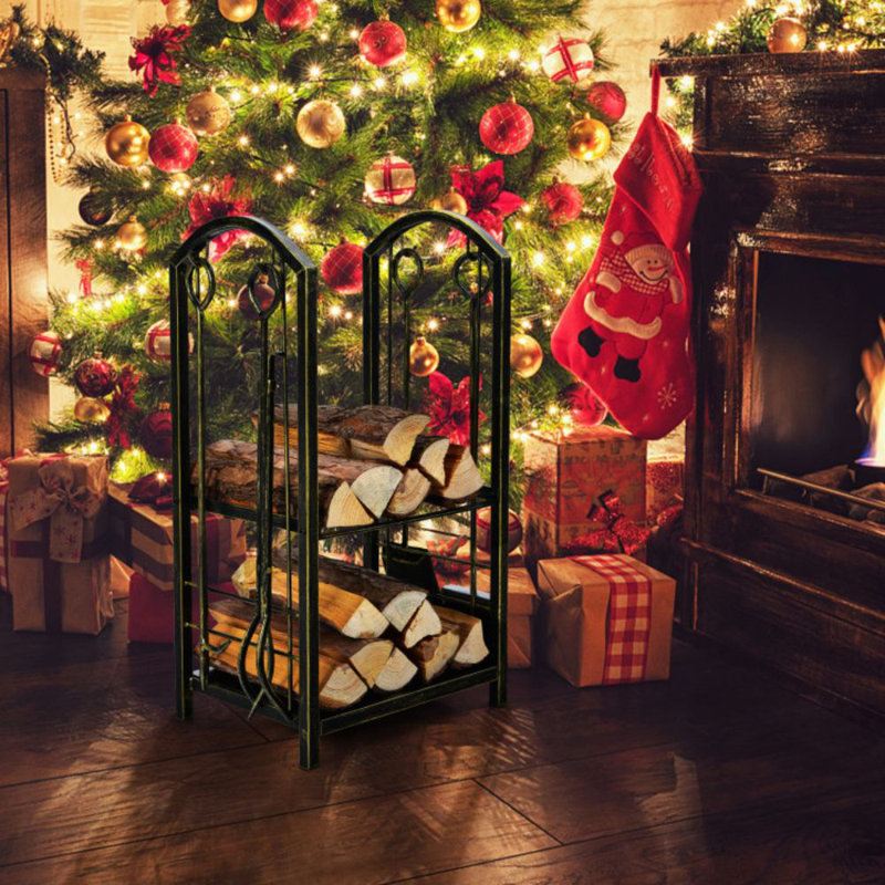 Brunter 17'' W Metal Log Rack, Bronze