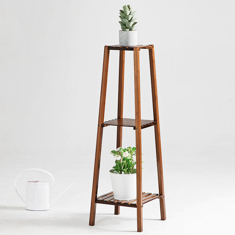Support à fleurs multi-niveaux en bambou brun foncé