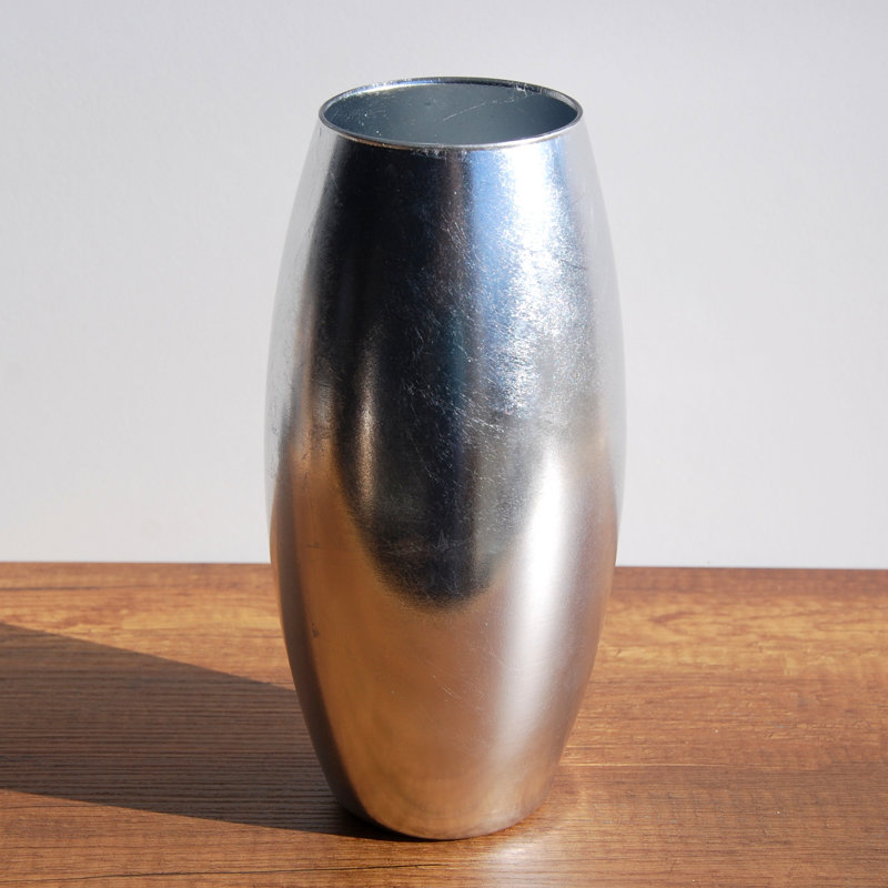 Eman 10" Indoor / Outdoor Glass Table Vase, Silver