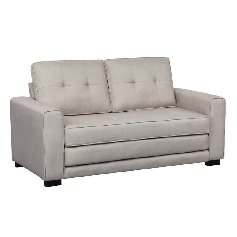 Bray Upholstered 58'' Sleeper Sofa, Beige/Light Gray 100% Linen