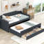 Lit de jour simple avec couchette et commode, support contemporain gris et ferme, moderne