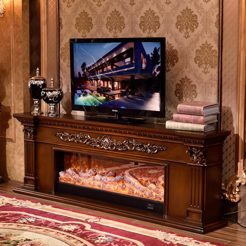 European-style TV cabinet electric fireplace, Brown
