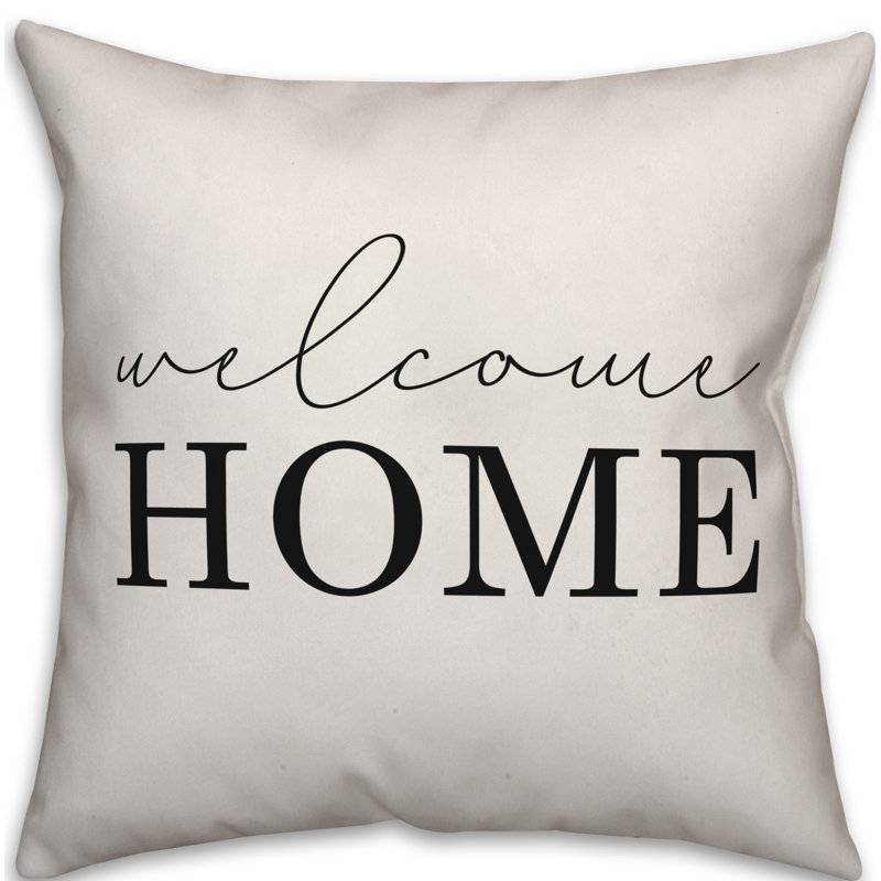  Coussin décoratif intérieur / extérieur Welcome Home, Blanc cassé / noir, H 20 po x l 20 po
