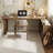 62.99" Light-walnut L-Shaped Solid Wood Desk-109552849