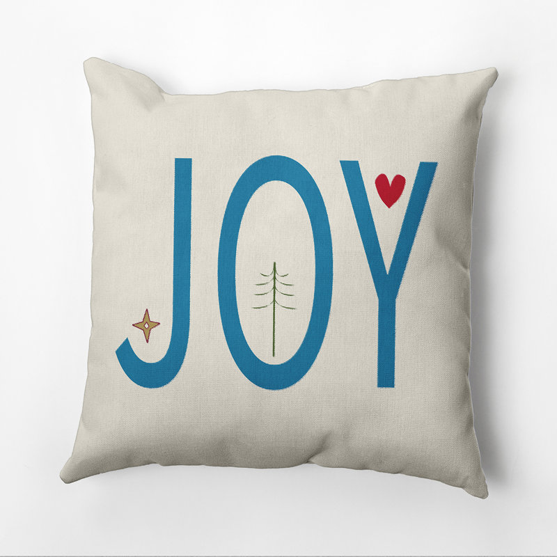  Housse et insert de coussin carré Joy Joy, H 18 po x l 18 po, Ivoire / turquoise