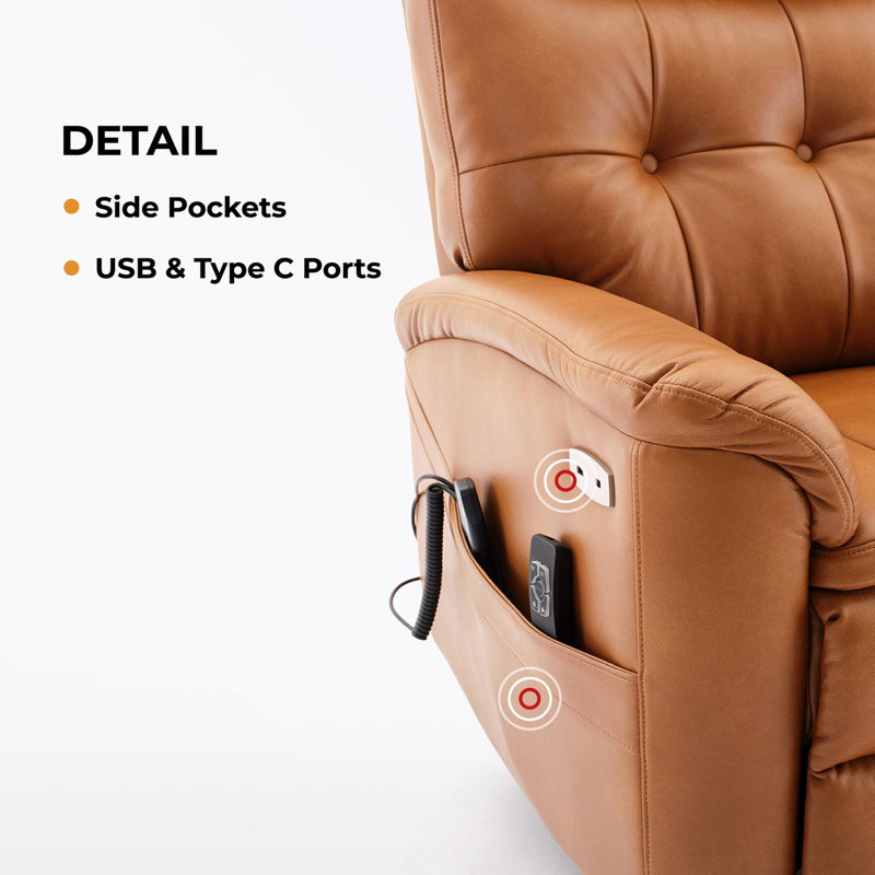 Fauteuil inclinable Tishan, Similicuir caramel