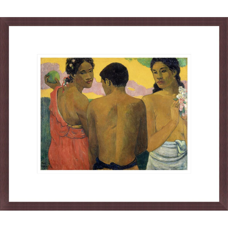 «Three Tahitians» par Paul Gauguin - Estampe numérique encadrée, H 13,75 po x l 16,2 po