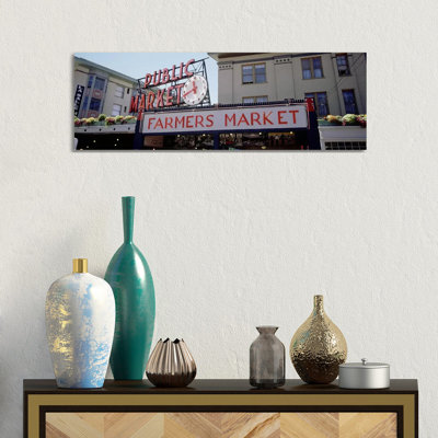 Low Angle View Of Buildings In A Market, Pike Place Market, Seattle - Wrapped Canvas Panoramic Print