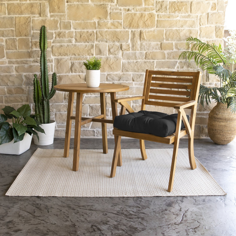 Tufted Outdoor Sunbrella Seat Cushion, 19" W, Canvas Black Sunbrella® Canvas