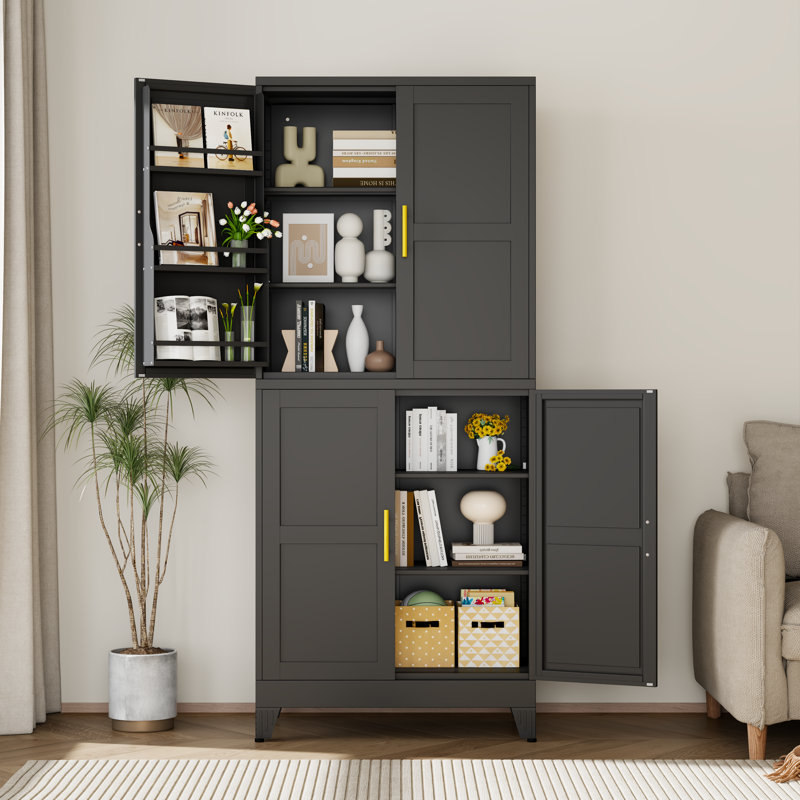 Armoire de rangement en métal de 74,8 po de hauteur pour garde-manger et cuisine, Noir