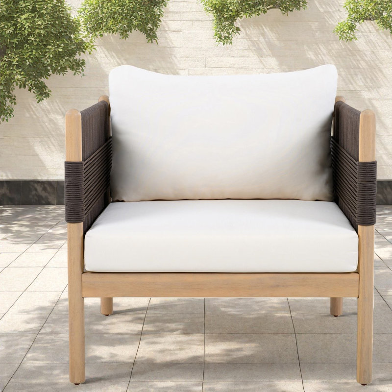 Comfort Patio Lounge Chairs, Acacia Wood Rope Weave, Modern Home Patio