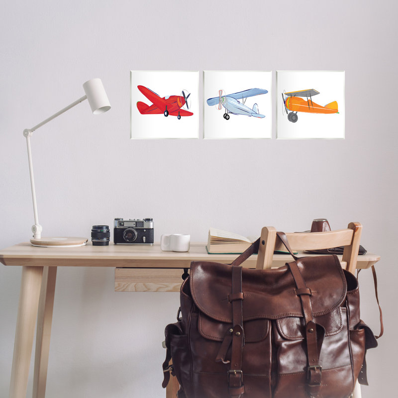 «Triple Colorful Colorfulplanes», ensemble de 3 plaques murales par Sweet Pea Studio