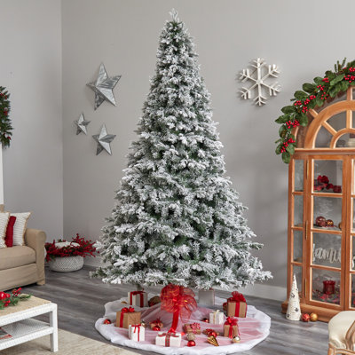 Arbre de Noël pin artificiel réaliste floqué avec lumières DEL