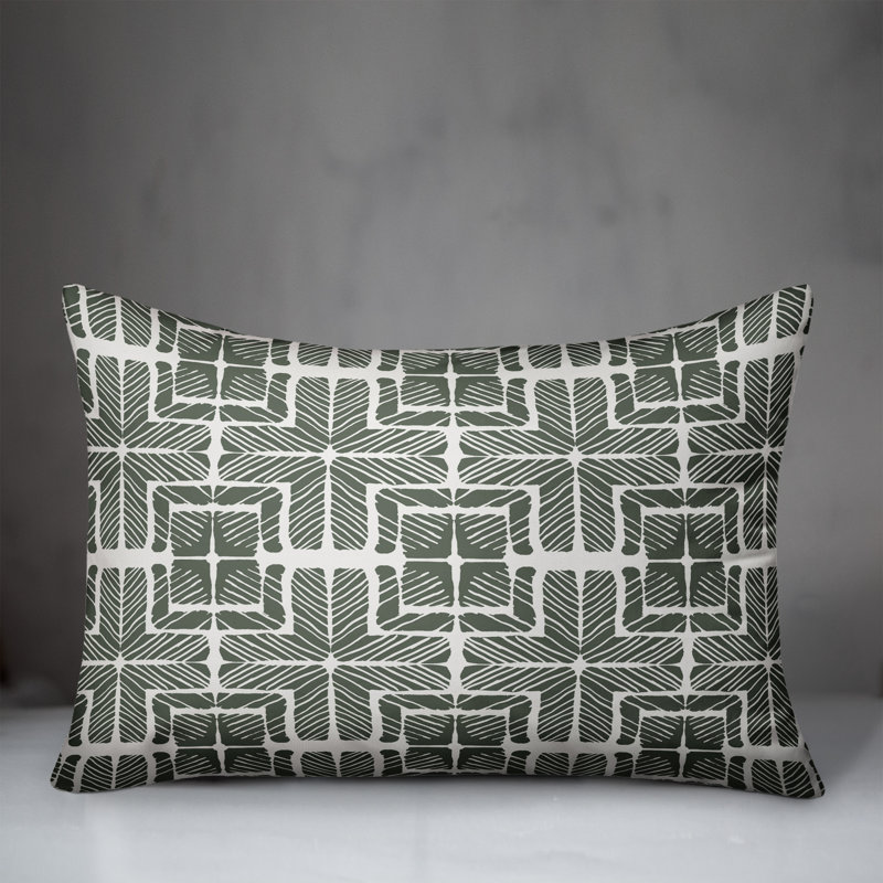  Coussin décoratif à carreaux en polyester pour l'intérieur et l'extérieur, H 18 po x l 25 po, Sauge