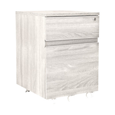 Mobili Rolling Two Drawer Vertical Filing Cabinet with Lock and Storage, Grey