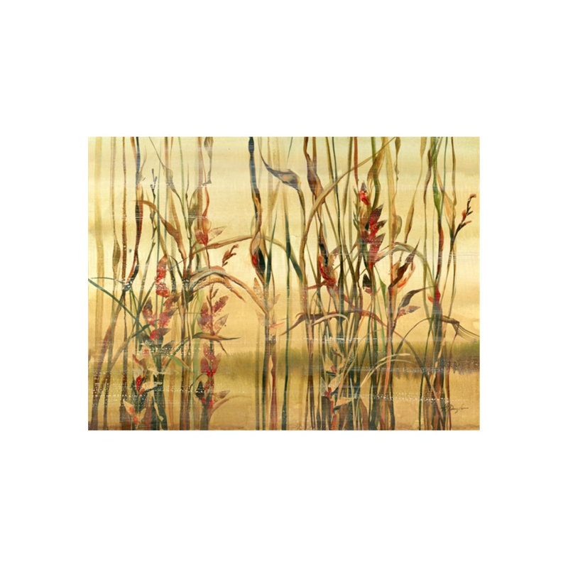 River Reeds II - Peinture, Gel coupé au couteau, H 30 po x l 40 po x P 1,5 po