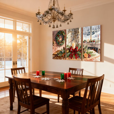 Guirlande de Noël, ensemble de 3 reproductions d'art sur toile