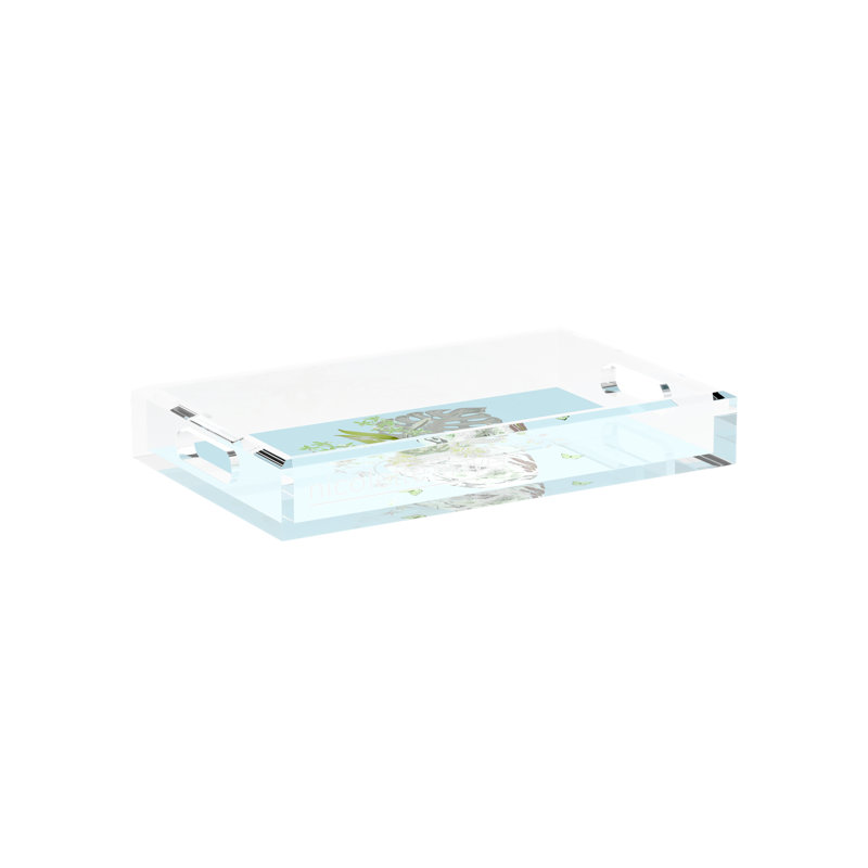 Monkey Large Jungle Acrylic Rectangle Decorative Tray, Green Which, 17"W x 10.5"D x 2"H