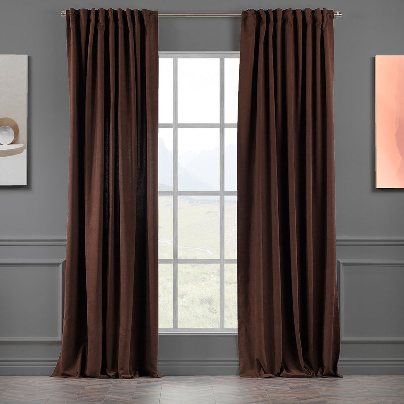 Blackout Thermal with Liner Extra Long & Extra Wide Decorative Curtain Single Panel, 280cm Width x 400cm Drop, Dark Brown