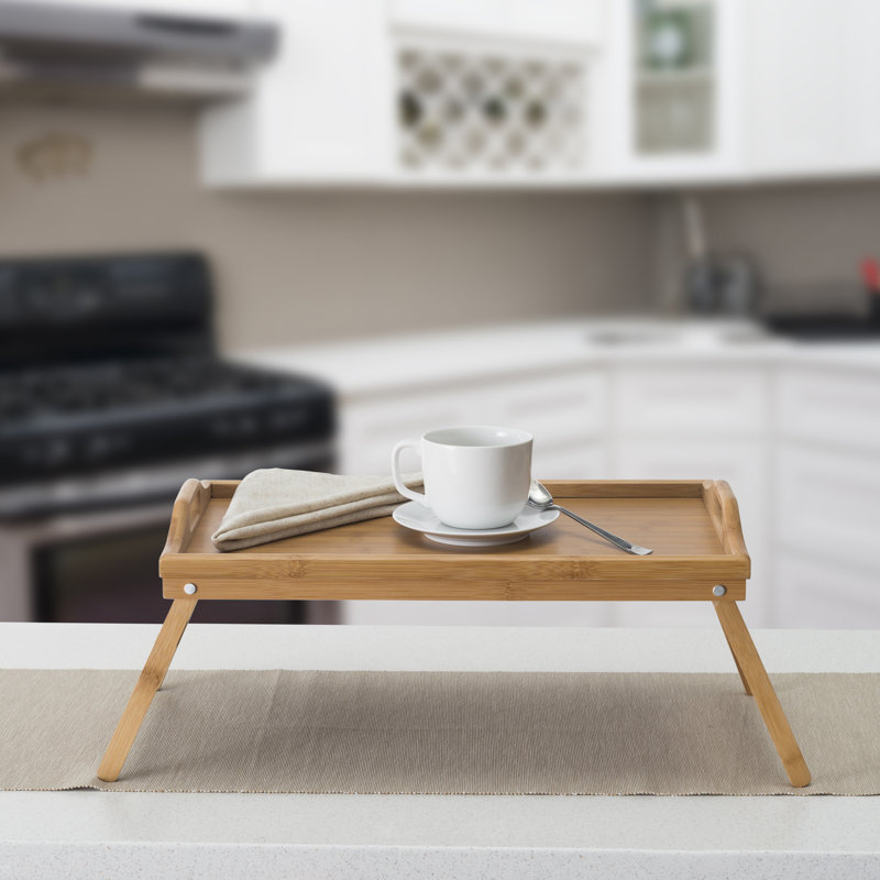 Brown Bamboo Rectangular Foldable Bed Tray