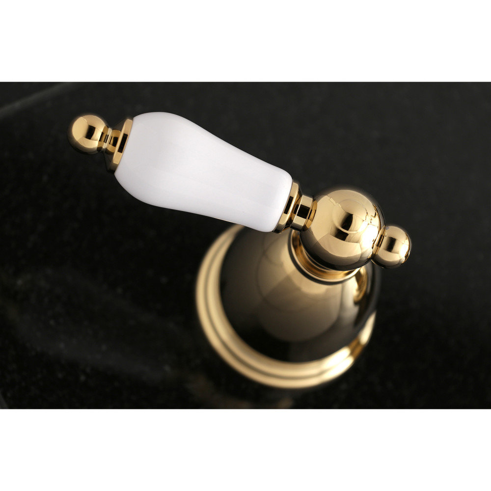 Kingston Brass Heritage Two-Handle 3-Hole Wall Mount Roman Tub Faucet, Polished Brass