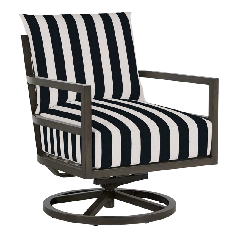 Santa Barbara Swivel Patio Chair, No Welt, Cabana Stripe Midnight, Standard Plus