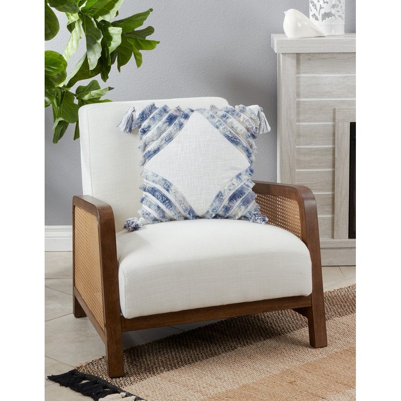 Cotton Throw Pillow, Ivory, Down Blend