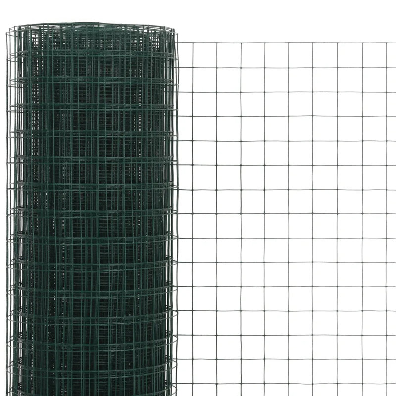 Chicken Wire Fence Galvanised with PVC Coating, Black, 25 x 1.5 m