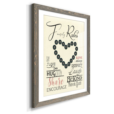 Family Rules Boutons - Impression de cadre photo sur papier