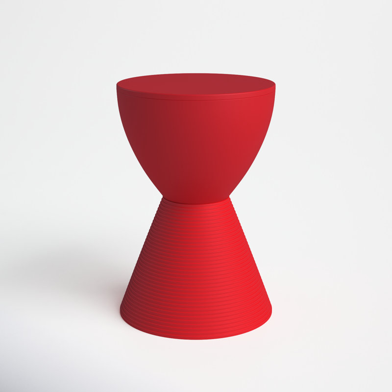 Red Hourglass Acrylic Side Table with Hidden Storage