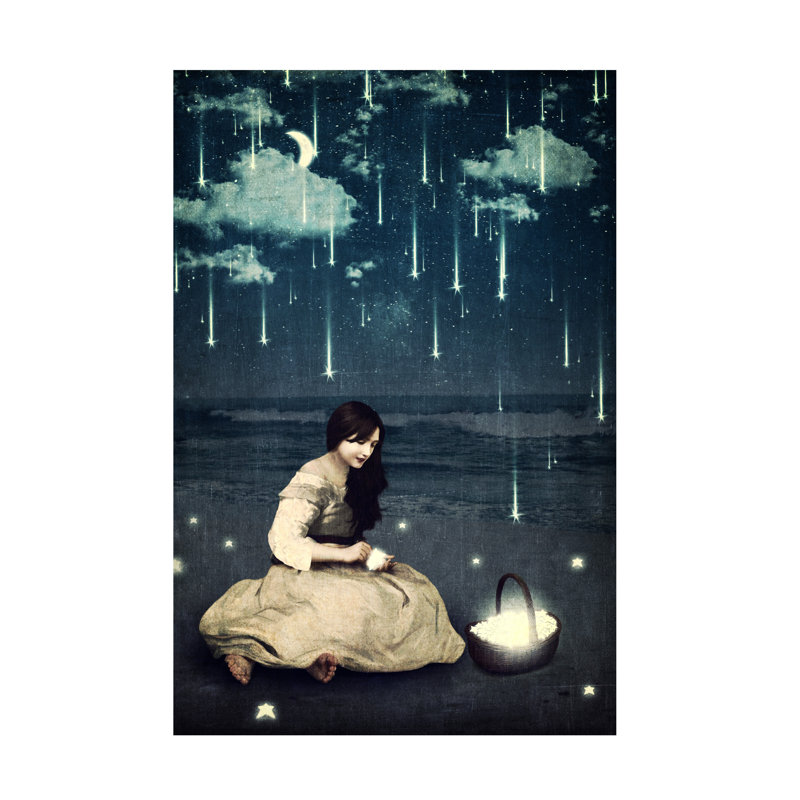 «A Basket Of Wishes On Canvas» par Paula Belle Flores, peinture, H 24 po x l 16 po x P 2 po