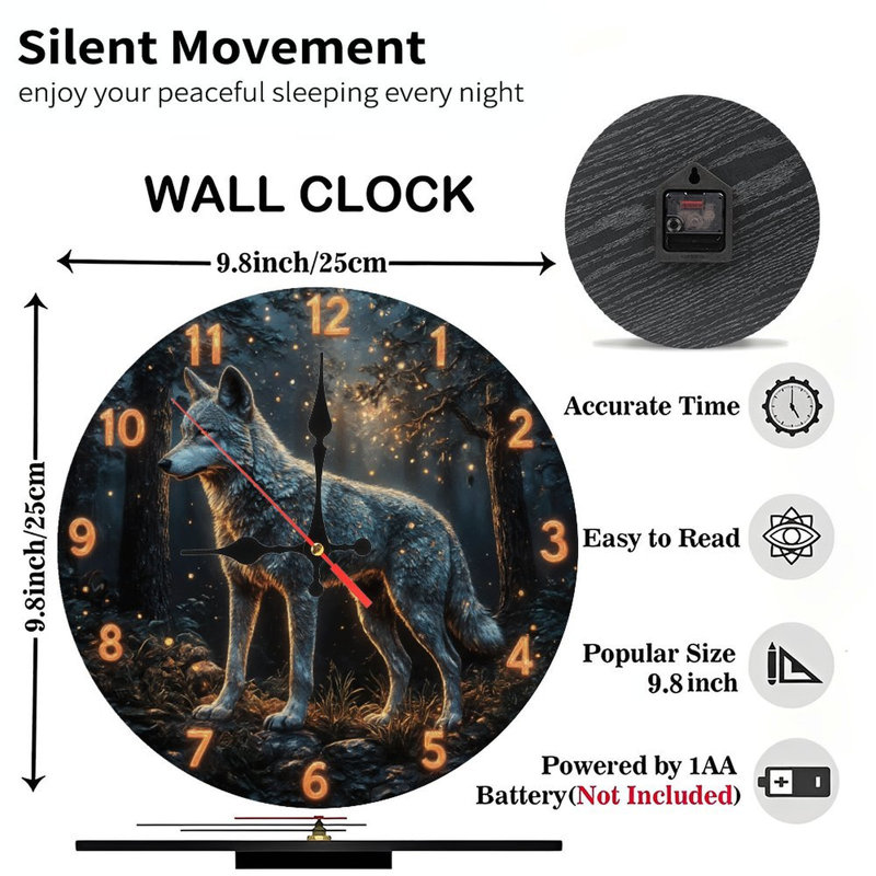 Horloge lumineuse loup en forêt