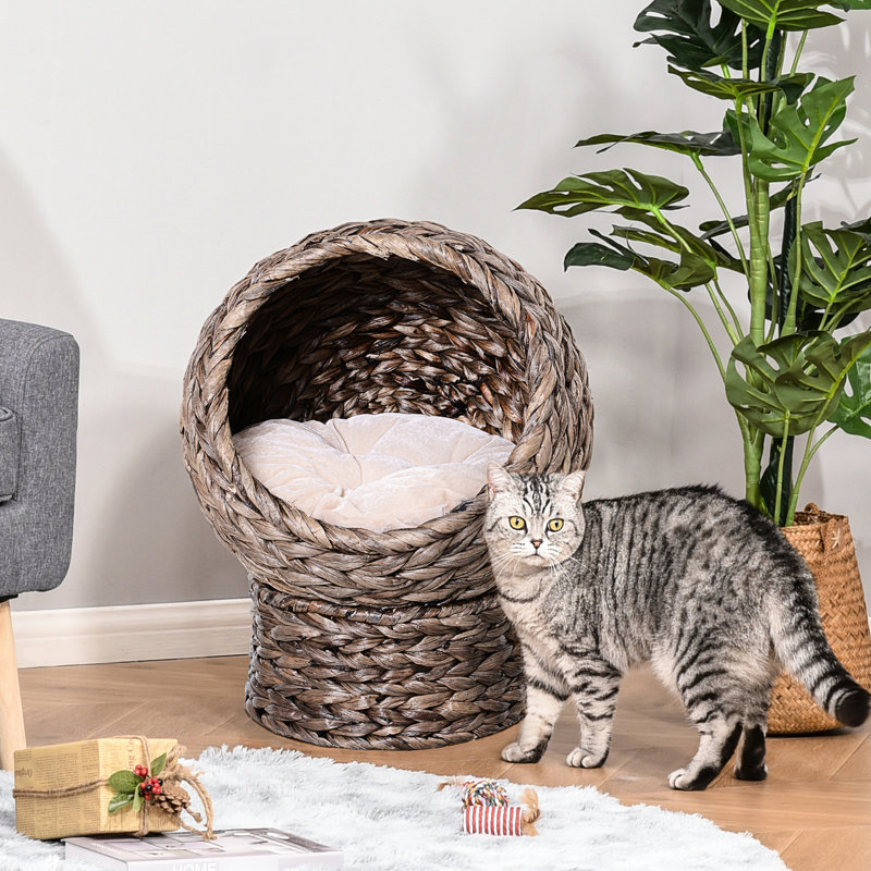 Lit pour chat surélevé apaisant, H 23,5 po, gris avec rembourrage confortable pour les chats d'intérieur jusqu'à H 8 lb, panier de lit surélevé, gris, coussin moelleux